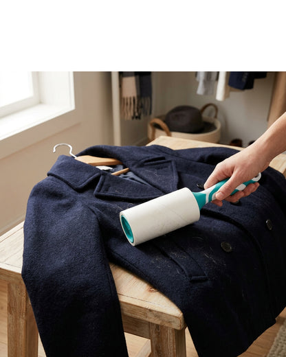 Nxva Adhesive Lint Roller 10 cm with 2 Refill Rolls White and Teal - Lifestyle view